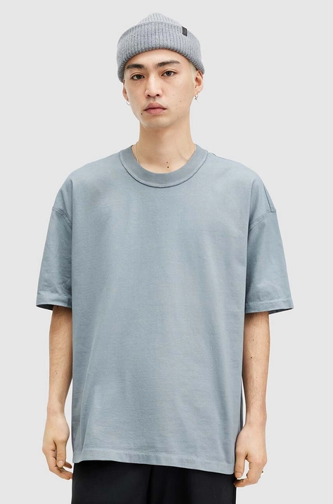 AllSaints t-shirt bawełniany ISAC SS CREW męski kolor turkusowy gładki M032JA