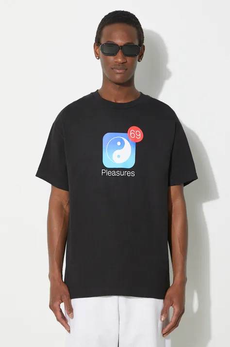 Бавовняна футболка PLEASURES Notify чоловіча колір чорний з принтом P24SP052.BLACK