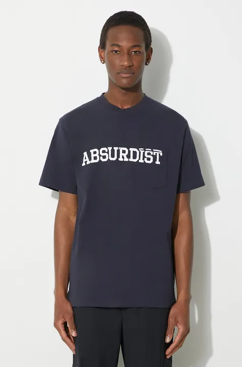 Engineered Garments cotton t-shirt Printed Cross Crew Neck men’s navy blue color with a print OR424.NP116