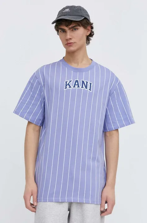 Памучна тениска Karl Kani в лилаво с десен