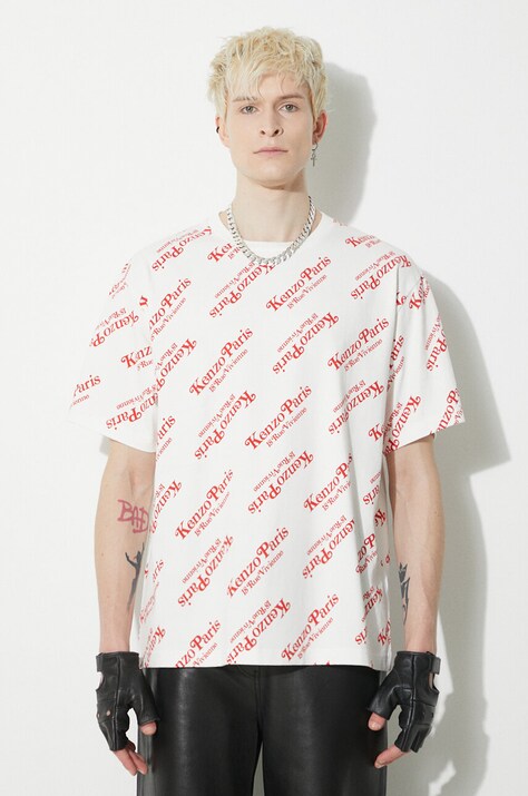 Бавовняна футболка Kenzo чоловіча колір білий візерунок FE58TS0044SY.02
