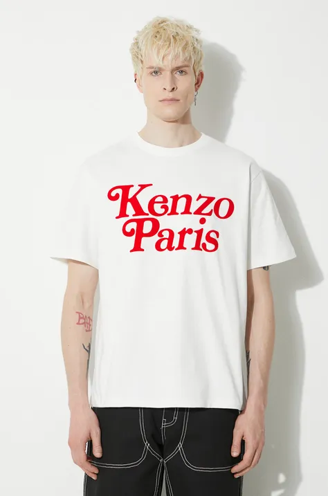 Bavlnené tričko Kenzo by Verdy pánske, biela farba, s potlačou, FE55TS1914SY.02