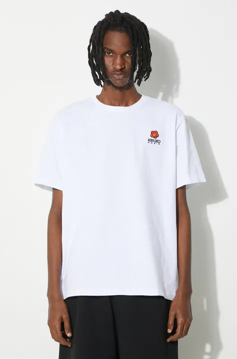 Хлопковая футболка Kenzo Boke Crest Classic мужская цвет белый с аппликацией FC65TS4124SG.01