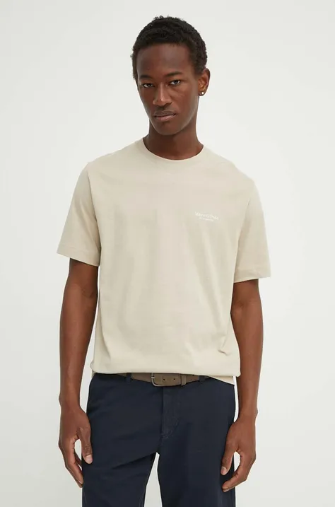 Marc O'Polo tricou din bumbac barbati, culoarea bej, cu imprimeu, 424201251546
