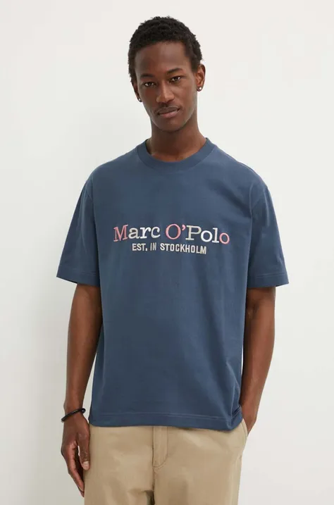 Bavlnené tričko Marc O'Polo pánske, béžová farba, s nášivkou, 424208351304,