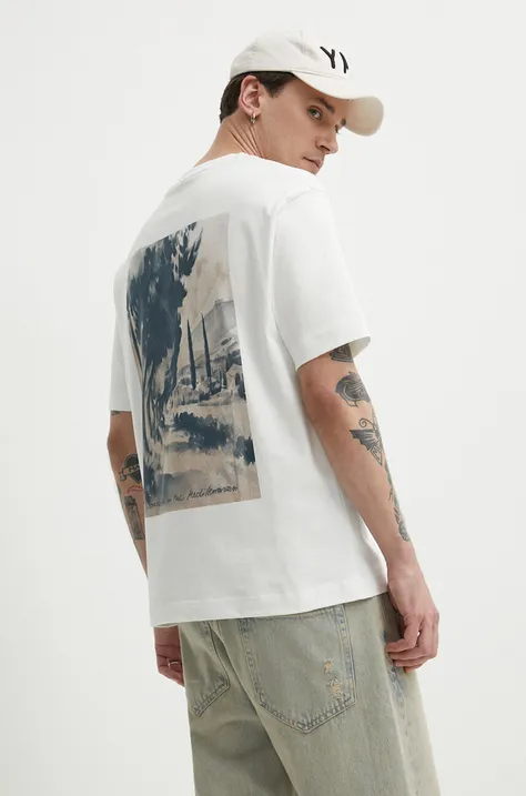 Βαμβακερό μπλουζάκι Marc O'Polo ανδρικό, χρώμα: άσπρο, 424208351544