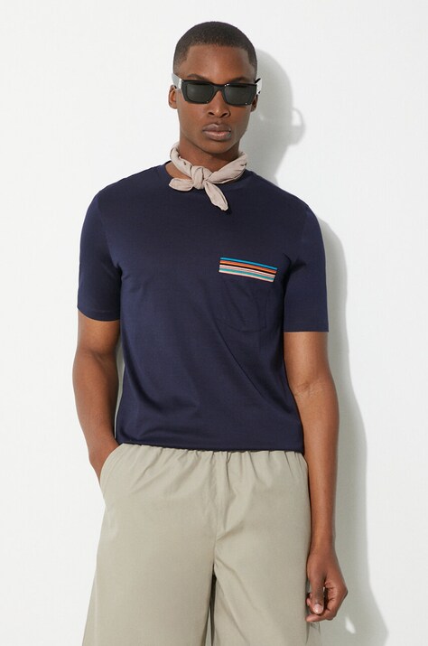 Paul Smith t-shirt bawełniany męski kolor granatowy gładki M1R-306U-H00088