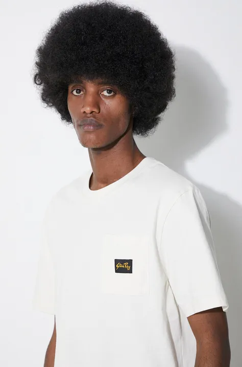 Βαμβακερό μπλουζάκι Stan Ray Patch Pocket ανδρικό, χρώμα: μπεζ, SS2400304