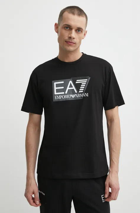 EA7 Emporio Armani t-shirt bawełniany męski kolor czarny z nadrukiem
