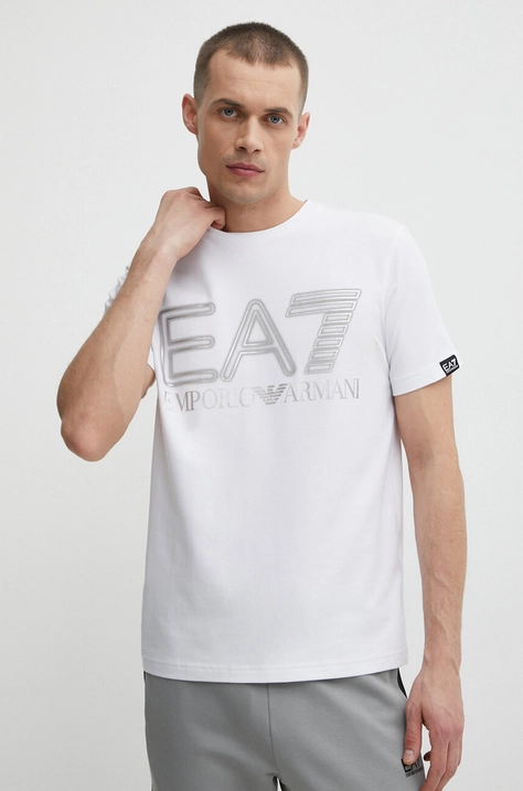 EA7 Emporio Armani t-shirt fehér, férfi, nyomott mintás