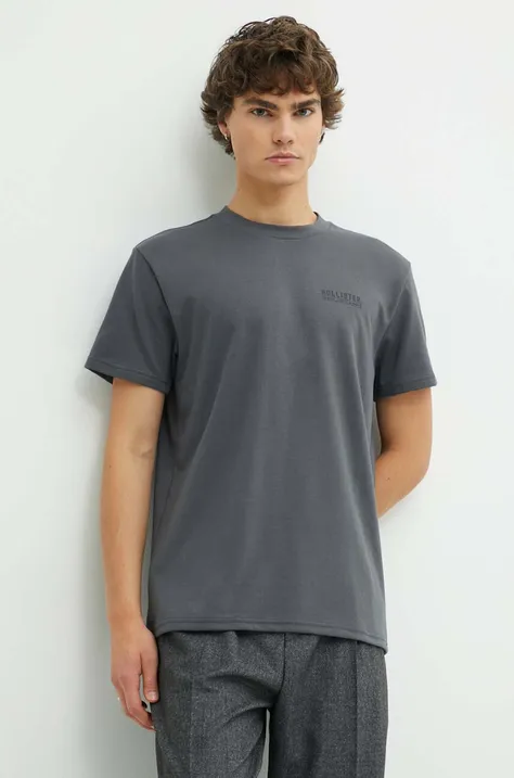 Hollister Co. t-shirt męski kolor szary gładki