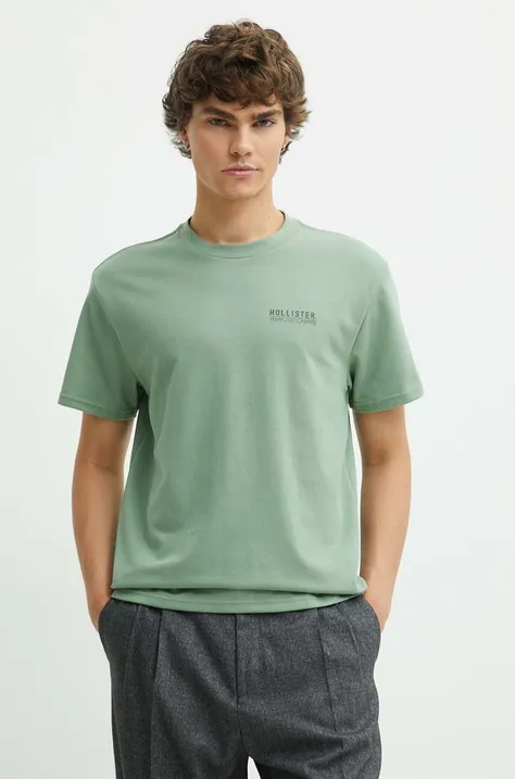 Majica kratkih rukava Hollister Co. za muškarce, boja: zelena, s tiskom