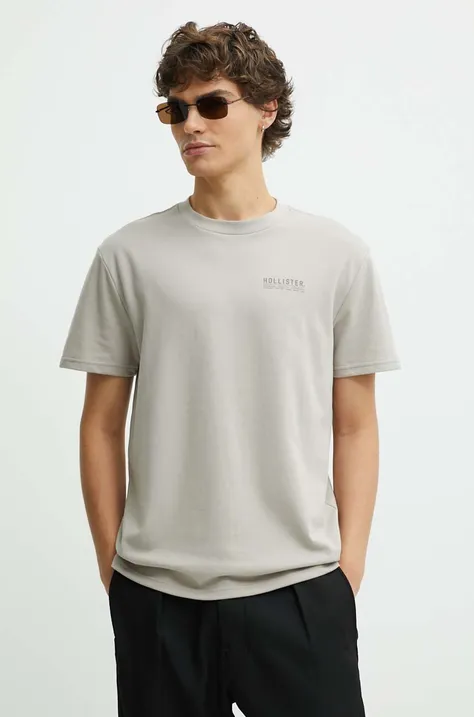 Hollister Co. t-shirt męski kolor brązowy z nadrukiem
