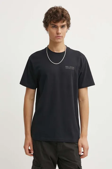 Тениска Hollister Co. в черно с принт
