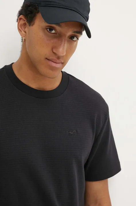 Hollister Co. t-shirt męski kolor czarny gładki