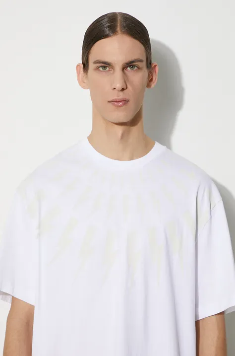 Bavlnené tričko Neil Barrett pánske, biela farba, s potlačou, MY70167A-Y524-755N