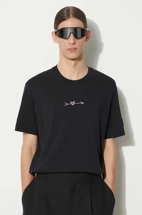 Bavlnené tričko Neil Barrett Slim Cupid pánske, čierna farba, s nášivkou, MY70198A-Y525-495N