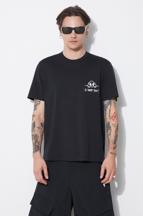 Neil Barrett cotton t-shirt Slim "I See You" men’s black color with a print MY70261A-Y529-524N