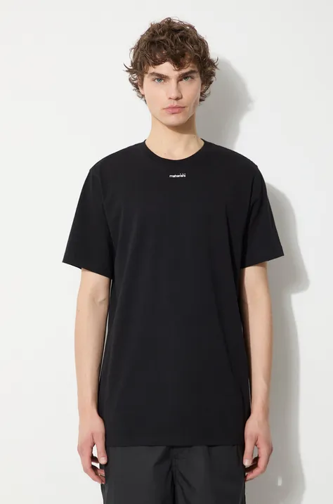 Maharishi cotton t-shirt Micro Maharishi men’s black color smooth 1307.BLACK