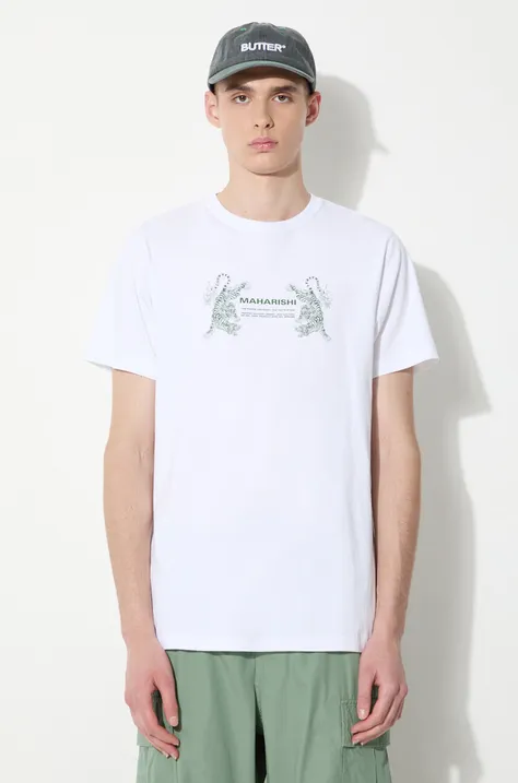 Maharishi cotton t-shirt Double Tigers Miltype men’s white color with a print 1305.WHITE