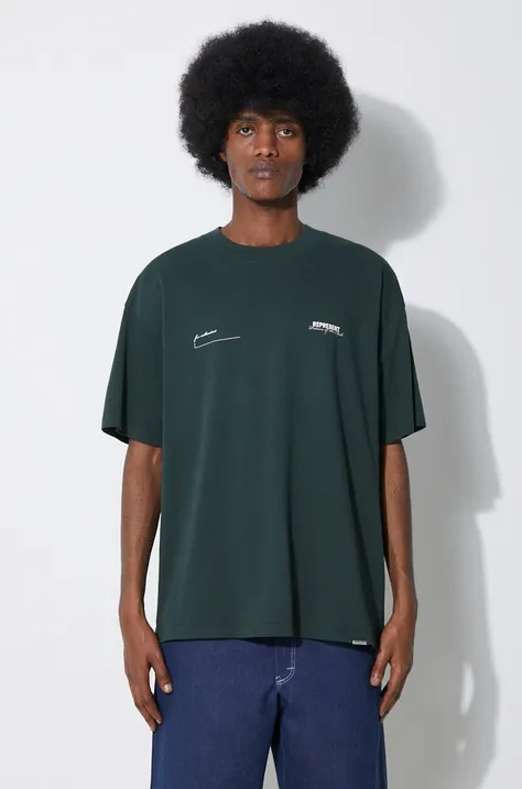 Represent tricou din bumbac Patron Of The Club barbati, culoarea verde, cu imprimeu, MLM4274.386