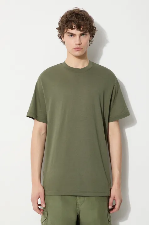 Filson cotton t-shirt Ranger Solid men’s green color smooth FMTEE0001