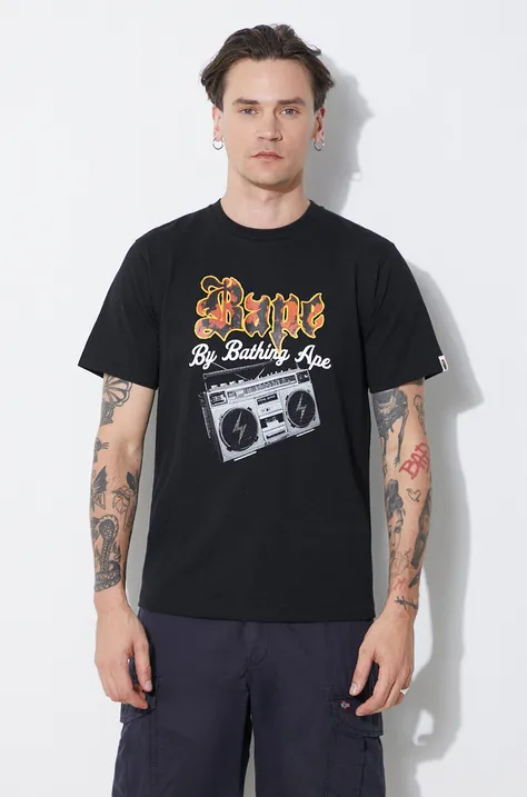 A Bathing Ape cotton t-shirt Bape Boombox Tee M men’s black color with a print 1J80110044