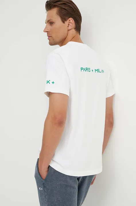 Βαμβακερό μπλουζάκι K+LUSHA ανδρικό, χρώμα: μπεζ, KLFORCO TJ010PX