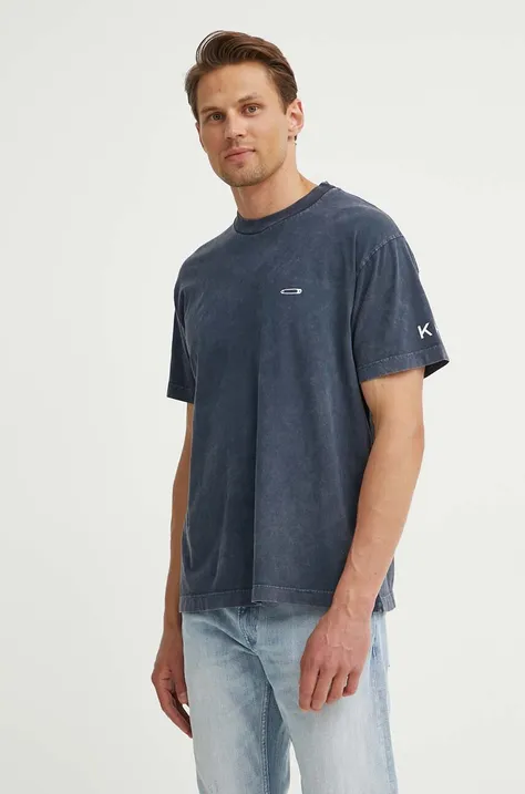 K+LUSHA t-shirt bawełniany męski kolor granatowy gładki KLFORCO TJ010PX