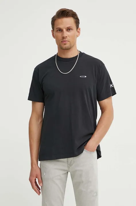 K+LUSHA t-shirt bawełniany męski kolor czarny gładki KLFORCO TJ010PX