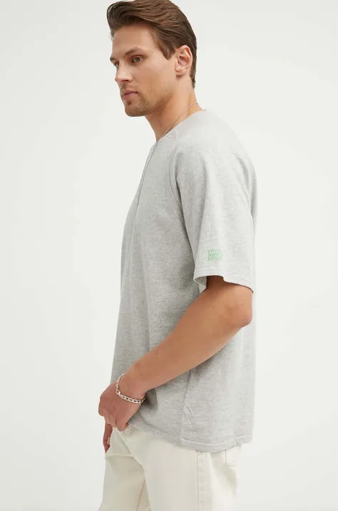 Хлопковая футболка American Vintage TEE-SHIRT MC COL ROND мужская цвет серый меланж MLAW02DE24