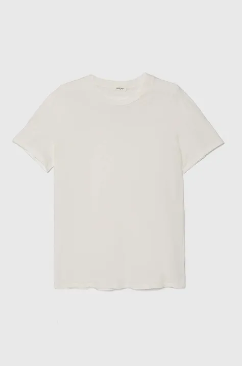 American Vintage t-shirt bawełniany męski kolor beżowy gładki MGAMI02AE24