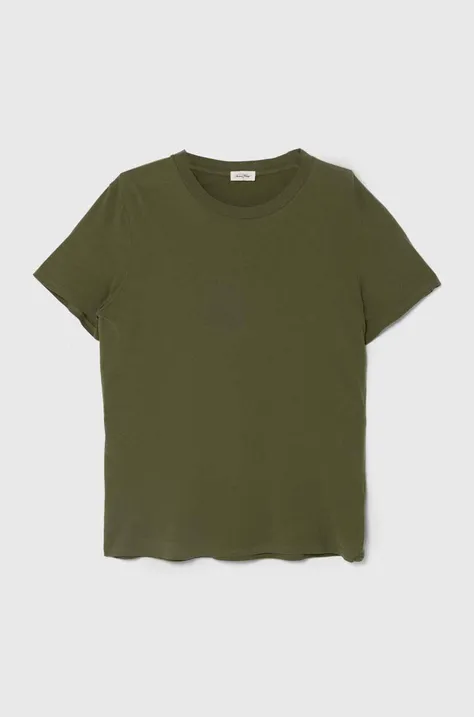 Pamučna majica American Vintage za muškarce, boja: zelena, bez uzorka, MGAMI02AE24