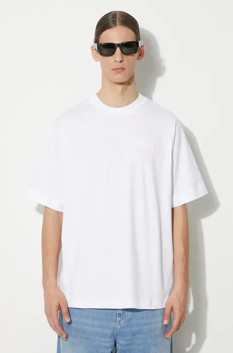 Lacoste tricou din bumbac barbati, culoarea alb, neted, TH7537