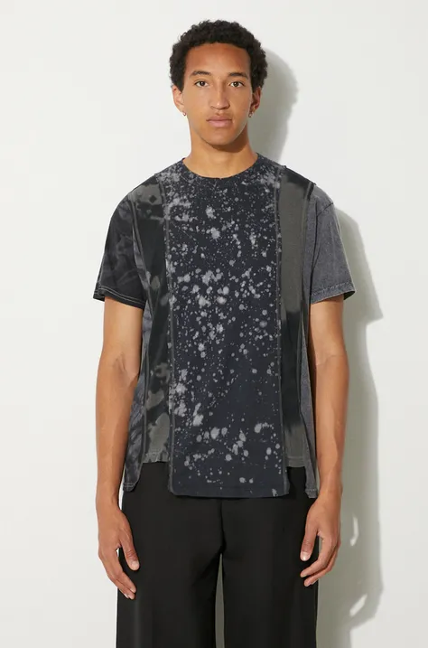 Bavlnené tričko Needles 5 Cuts S/S Tee - B&W Mishmash pánske, čierna farba, vzorované, OT307