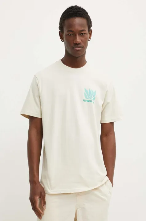 Bavlněné tričko Quiksilver NATURAL FORMS béžová barva, s potiskem, AQYZT09759
