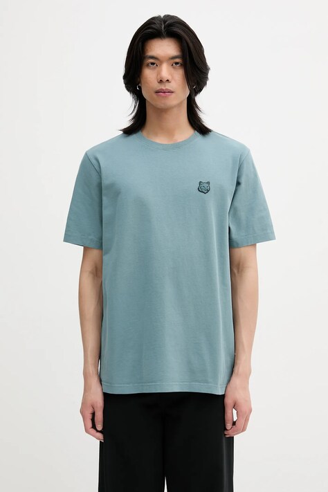 Бавовняна футболка Maison Kitsuné Bold Fox Head Patch Comfort Tee Shirt колір зелений з аплікацією MM00127KJ0118