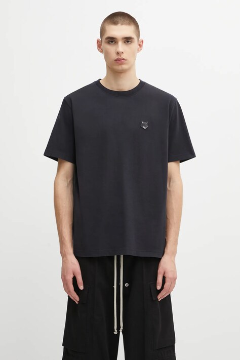 Maison Kitsuné t-shirt bawełniany Bold Fox Head Patch Comfort Tee Shirt męski kolor czarny z aplikacją MM00127KJ0118