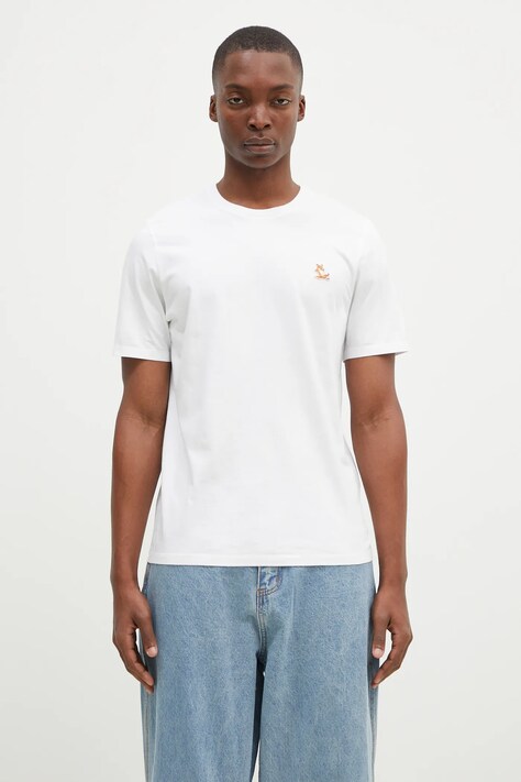 Maison Kitsuné cotton t-shirt Chillax Fox Patch Regular Tee Shirt men’s white color with an application LM00110KJ0008