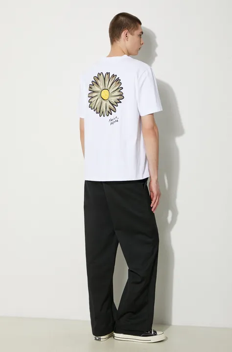 Хлопковая футболка Maison Kitsuné Floating Flower Comfort Tee-Shirt мужская цвет белый с принтом MM00128KJ0118