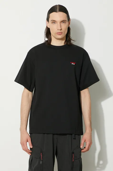 Majica kratkih rukava Nanga Eco Hybrid Box Logo Embroidery Tee za muškarce, boja: crna, s aplikacijom, NW2411.1G804.A