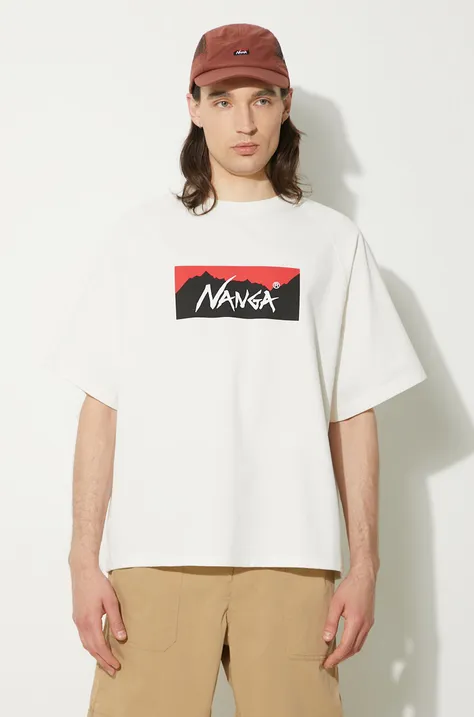 Tričko Nanga Eco Hybrid Box Logo Loose Fit Tee pánske, biela farba, s potlačou, NW2311.1G209