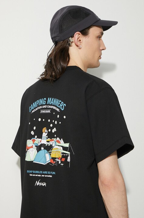 Nanga t-shirt Eco Hybrid Camping Manners Soap Bubbles Tee uomo colore nero NW2411.1G801.A