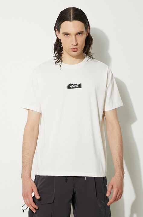 Nanga tricou Eco Hybrid Mt Logo Tee barbati, culoarea alb, cu imprimeu, NW2211.1G208
