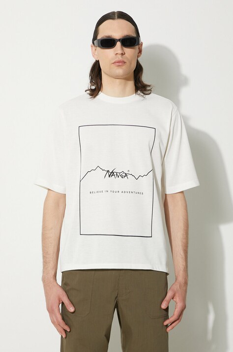 Nanga t-shirt Dry Mix Frame Logo Tee uomo colore bianco NW2221.1G503