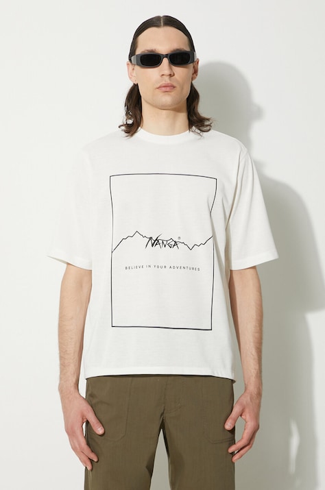Tričko Nanga Dry Mix Frame Logo Tee pánske, biela farba, s potlačou, NW2221.1G503