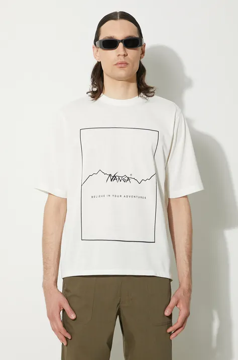 Nanga t-shirt Dry Mix Frame Logo Tee męski kolor biały z nadrukiem NW2221.1G503