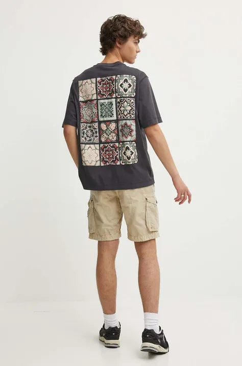 Bombažna kratka majica Abercrombie & Fitch moška, siva barva, KI123-4044