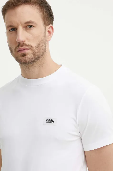 Karl Lagerfeld t-shirt męski kolor biały gładki 542221.755051