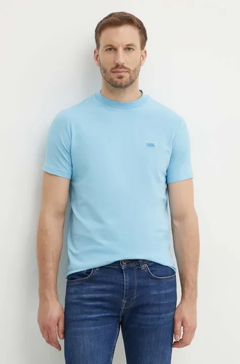 Karl Lagerfeld t-shirt męski kolor niebieski gładki 542221.755051